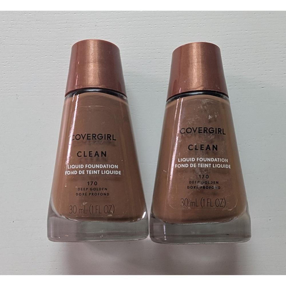 2pk Covergirl Clean Liquid Foundation 170 Deep Golden Normal Skin 1oz Bottles